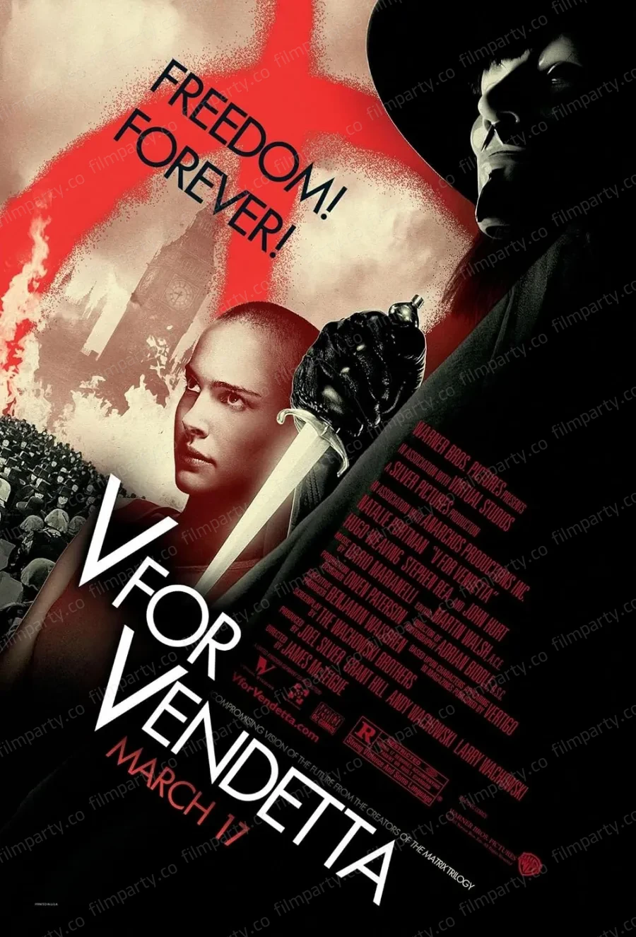 پوستر فیلم وی مثل وندتا (V for Vendetta 2005) - تماشای آنلاین و دانلود از فیلم پارتی