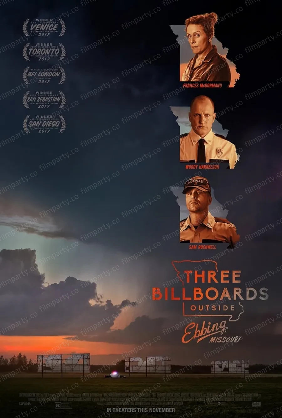 پوستر فیلم سه بیلبورد خارج از ابینگ، میزوری (Three Billboards Outside Ebbing, Missouri 2017) - تماشای آنلاین و دانلود از فیلم پارتی