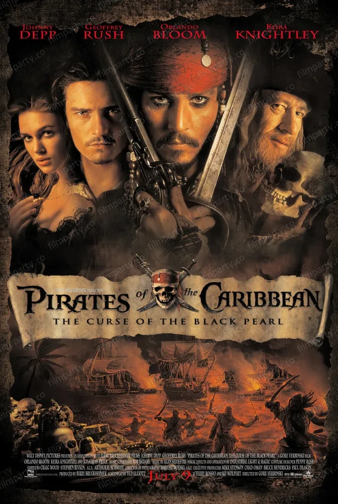 پوستر فیلم دزدان دریایی کارائیب: نفرین مروارید سیاه (Pirates of the Caribbean: The Curse of the Black Pearl 2003) - تماشای آنلاین و دانلود از فیلم پارتی